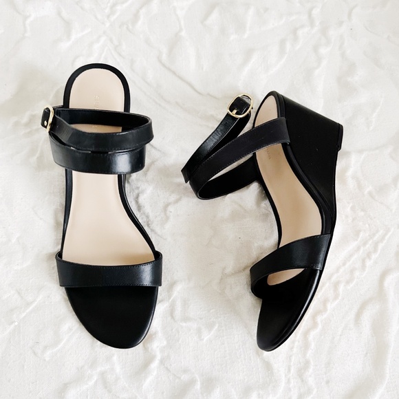 Stuart Weitzman Ava Ankle 75 wedge Sandal in Black Size 9.5 - Picture 2 of 7